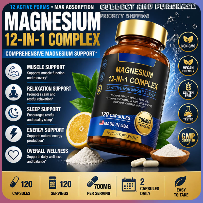 Magnesium Glycinate Capsule - 비유전자변형 마그네슘 복합체 700mg (12가지 활성