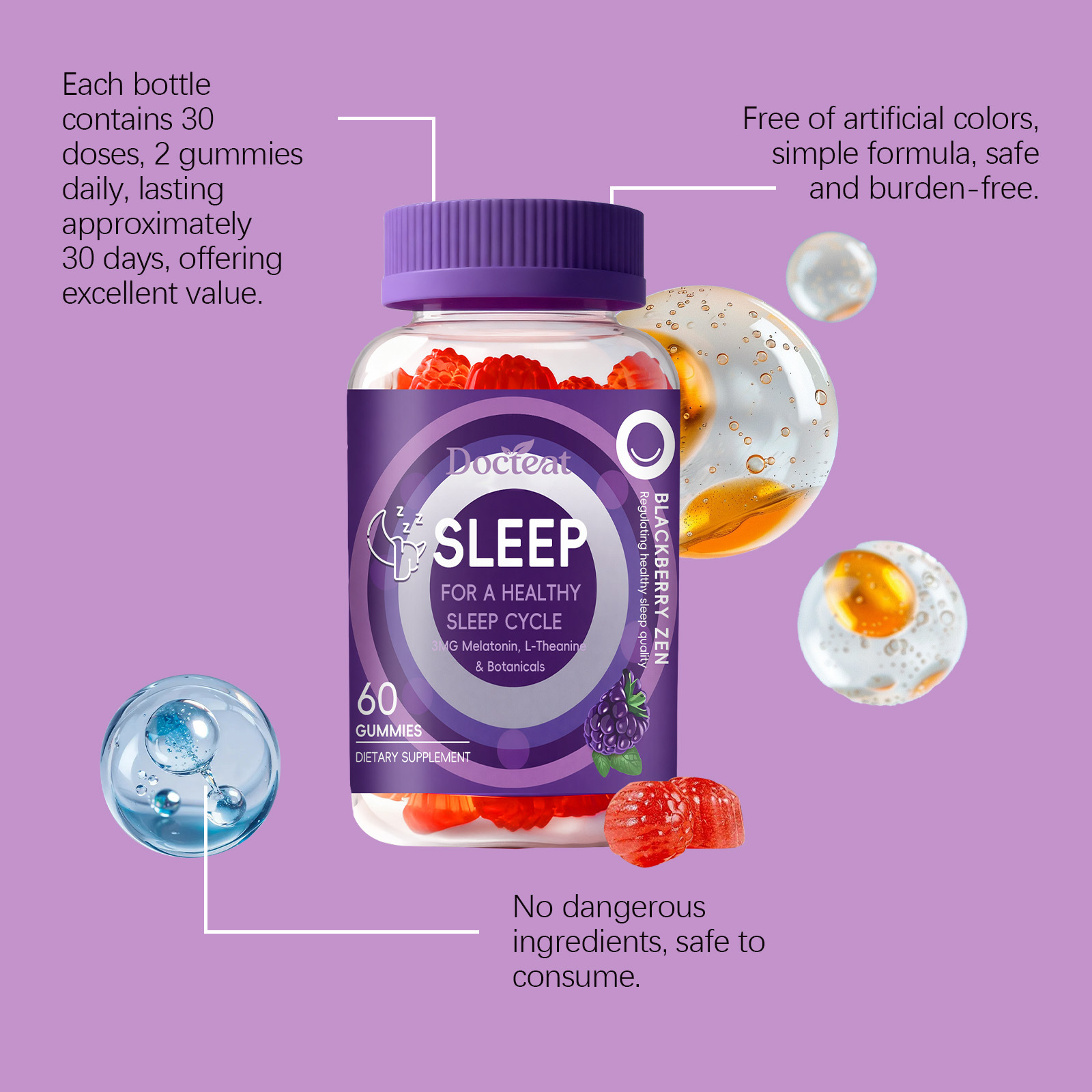 멜라토닌 + L-테아닌, 카모마일 추출물 함유 무설탕  - Melatonin Sleep Gummy 리뷰 및 가격