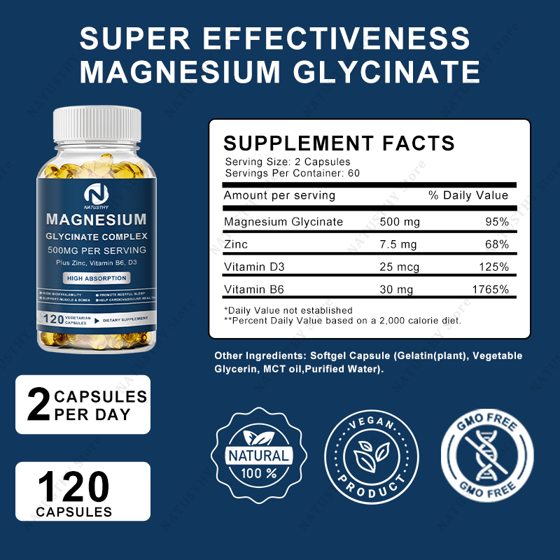 수면의 질, 근육 회복, 심장 및 뇌 건강을 위한 아연 - Magnesium Glycinate Capsule 리뷰 및 가격